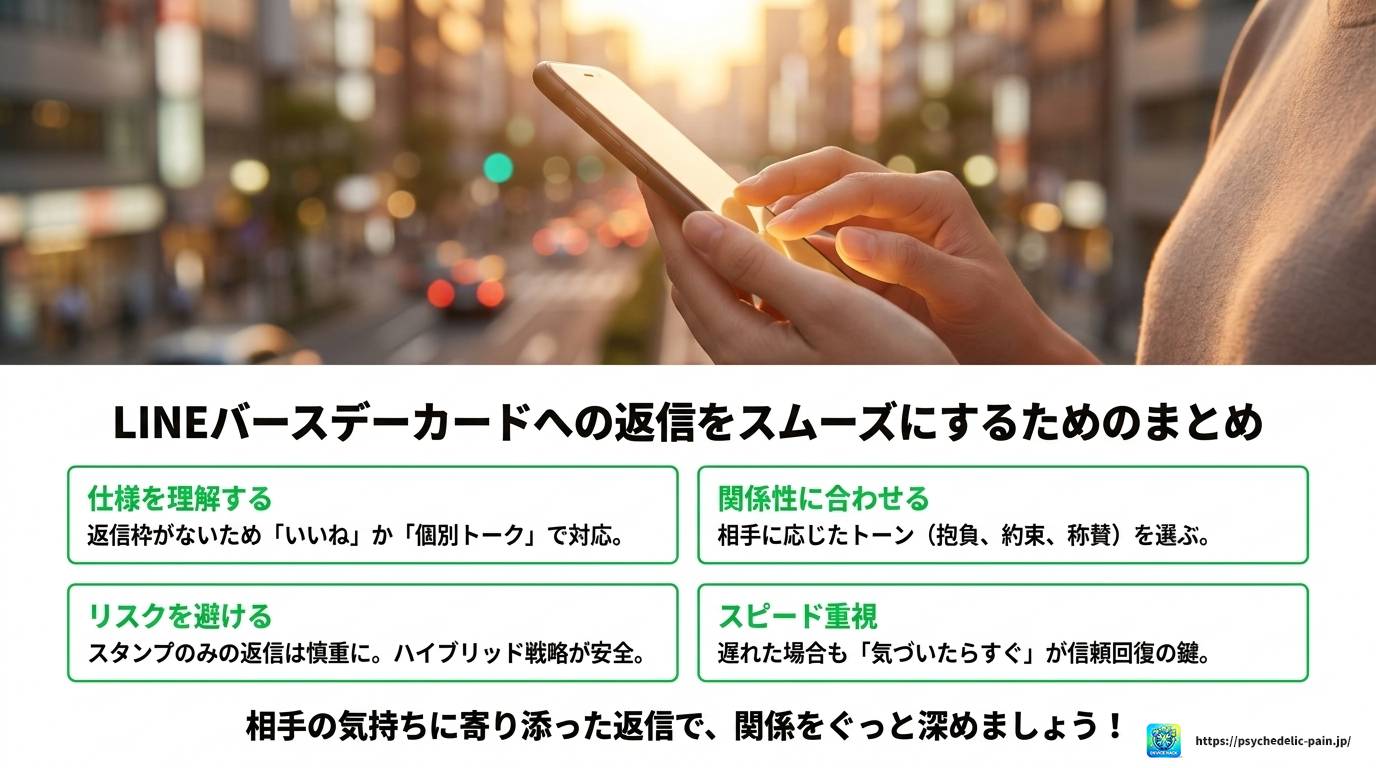 LINEバースデーカードへの返信方法と関係別文例まとめ