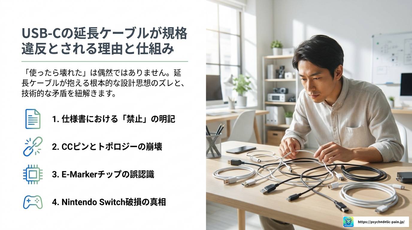 USB-Cの延長ケーブルが規格違反になる理由と本当のリスク