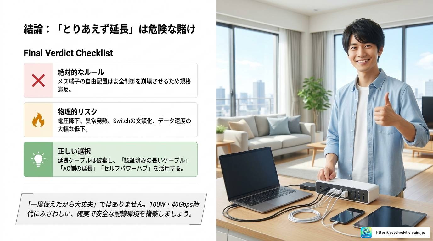 USB-Cの延長ケーブルが規格違反になる理由と本当のリスク