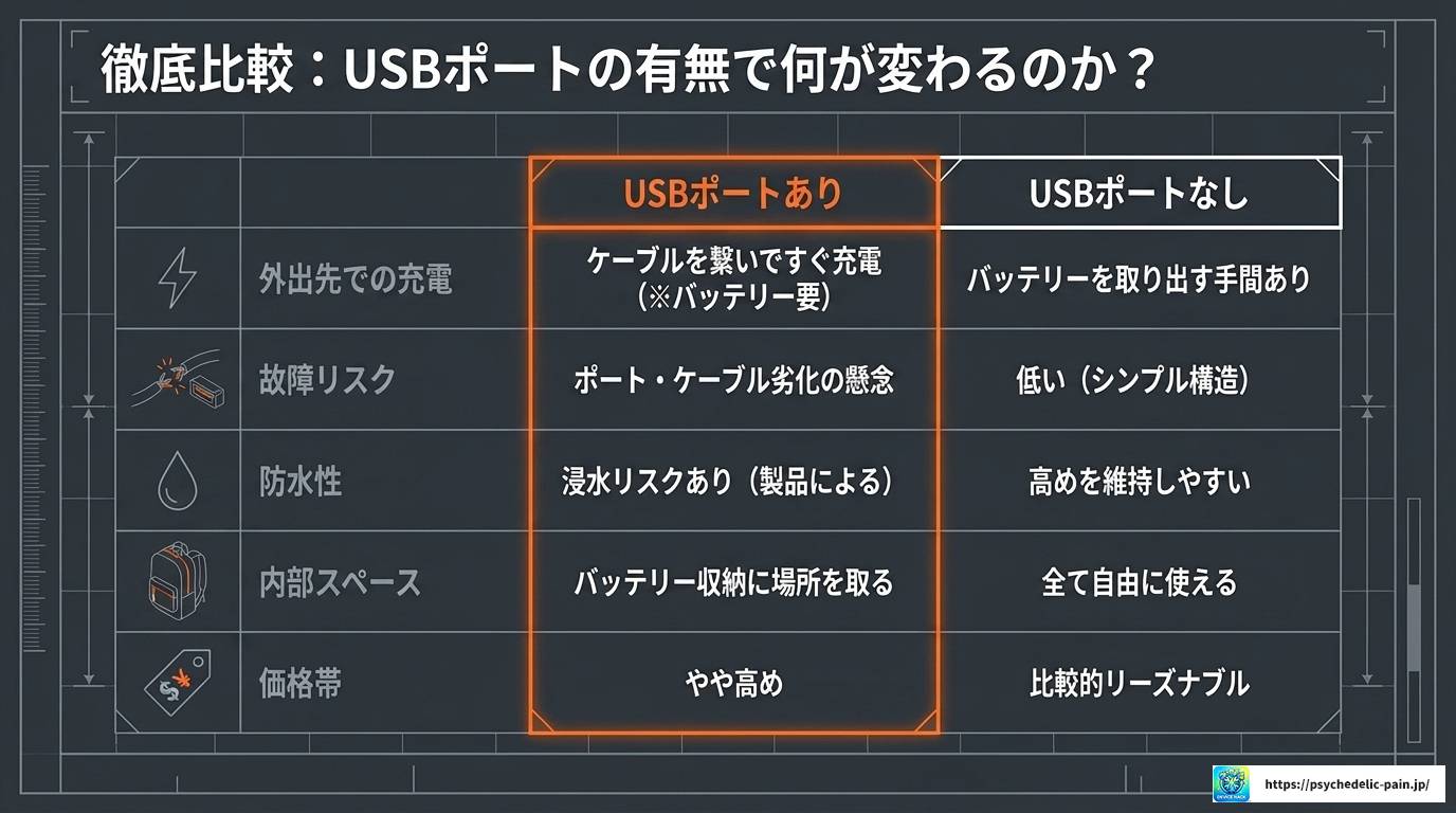 リュックのUSBポートはいらない？本音のメリット・デメリット比較