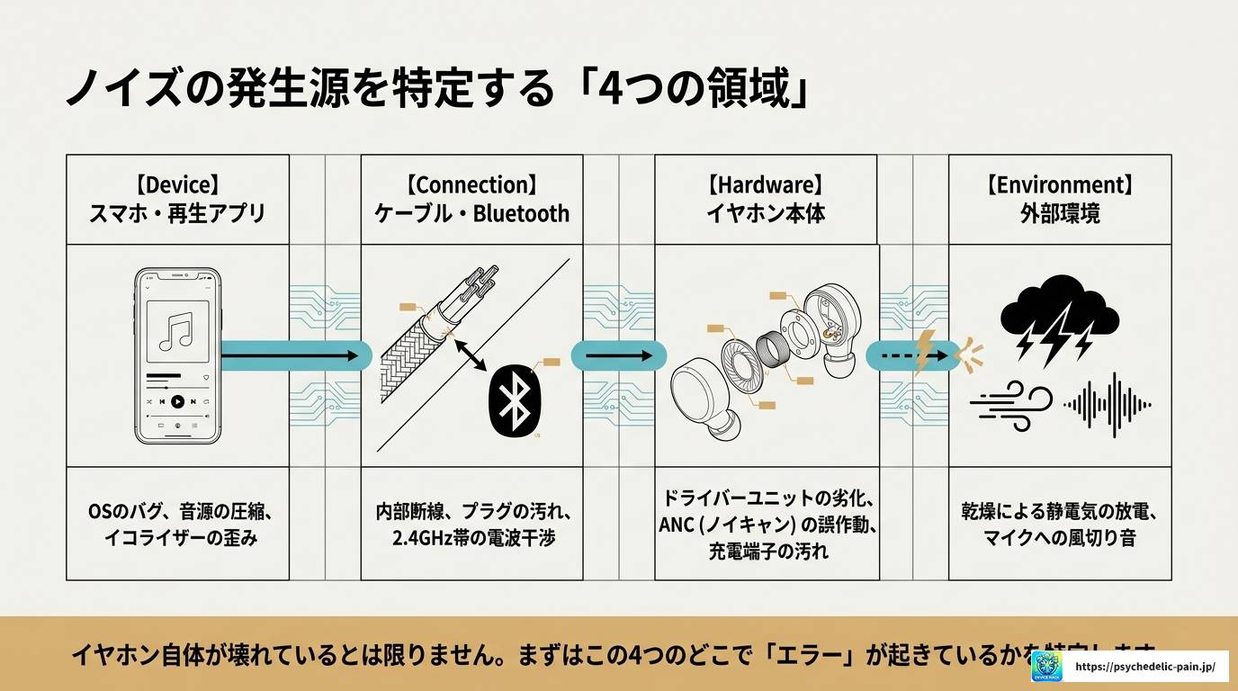 イヤホンのガサガサ音の原因と今すぐできる対処法まとめ