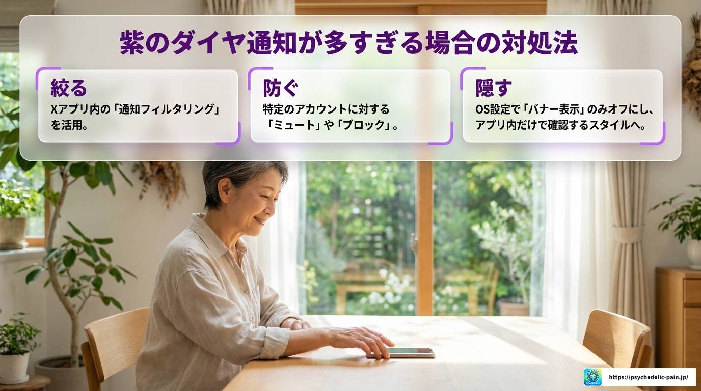 X通知に届く紫のダイヤとは？意味と活用法を解説