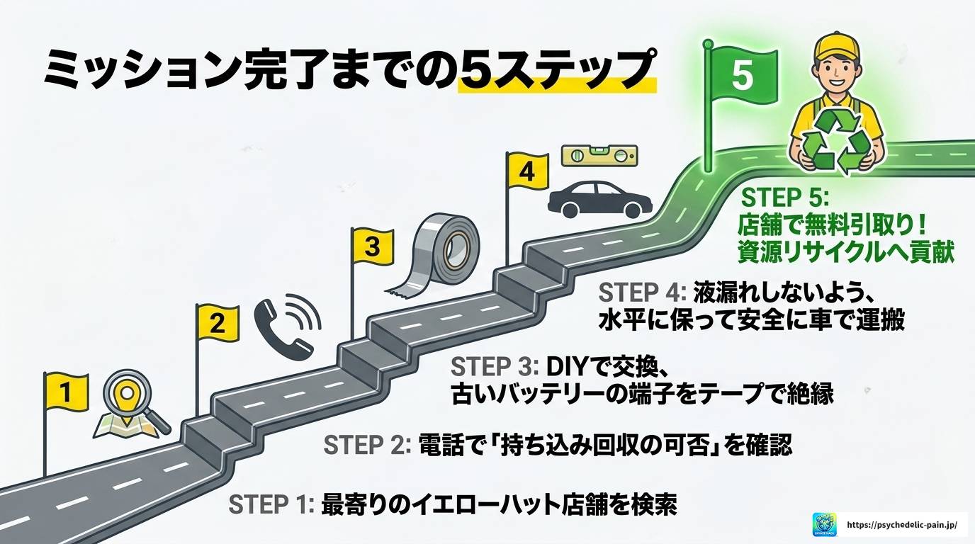 イエローハットでバッテリーを無料回収してもらう方法と注意点