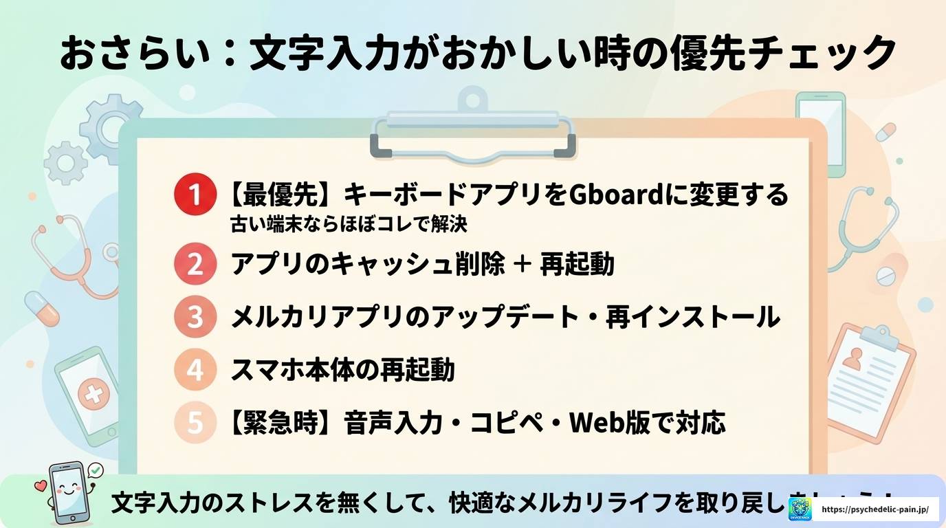 メルカリで文字入力がおかしい時の原因と対処法まとめ