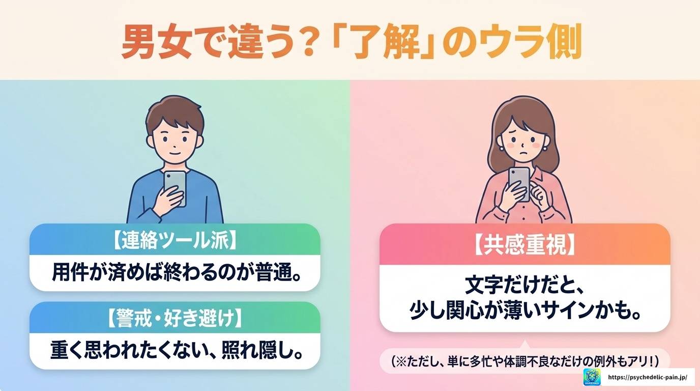 LINEで好きな人から了解だけ返信が来た時の心理と対処法